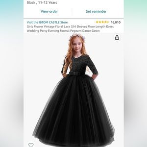 Girls size 11/12 ball gown lace floor length dress